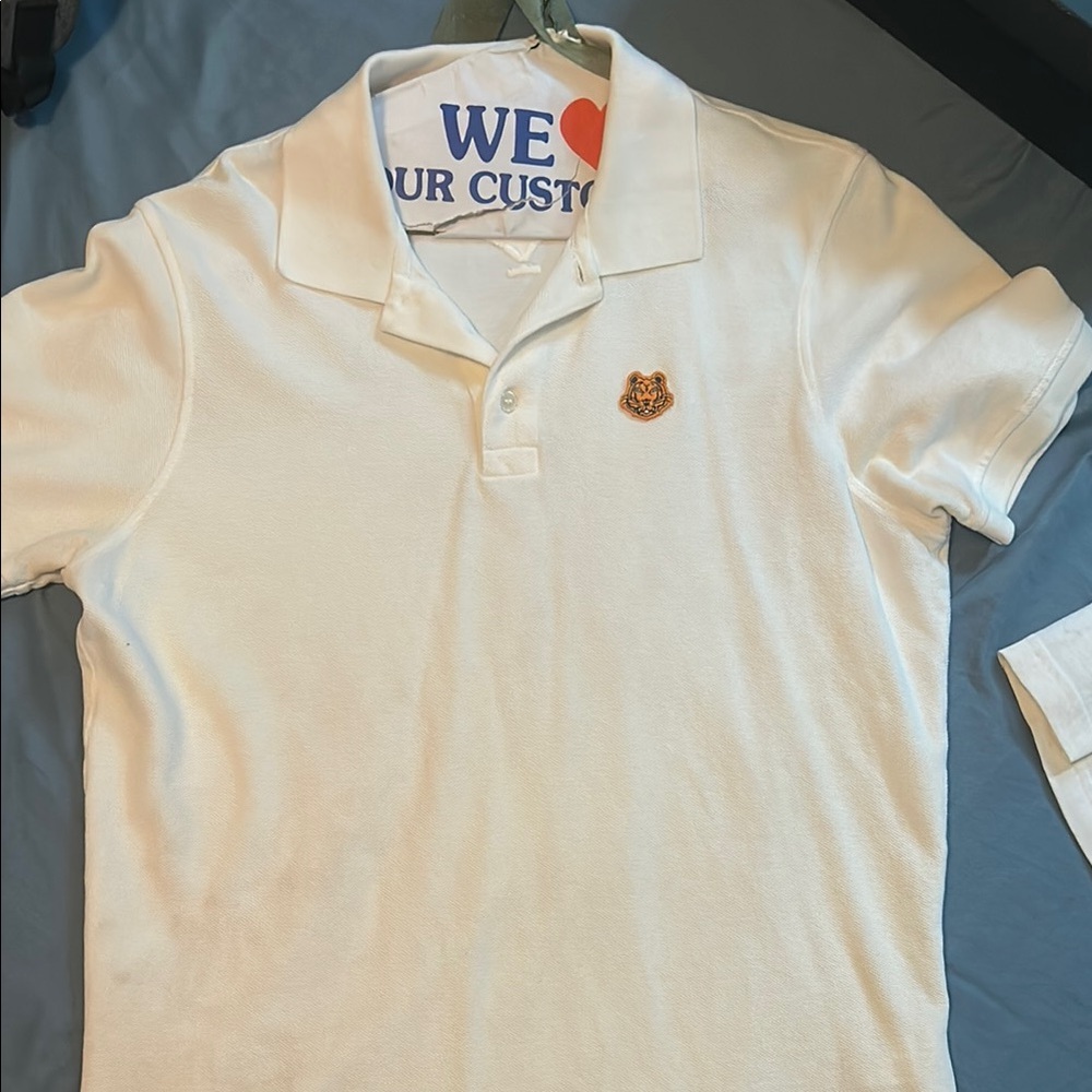 Kenzo White Polo Shirt with Embroidered Logo